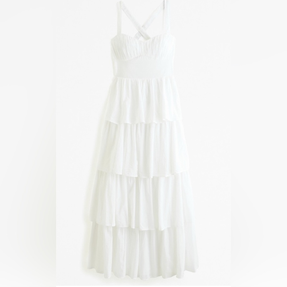 Abercrombie & Fitch White Tiered Maxi Dress